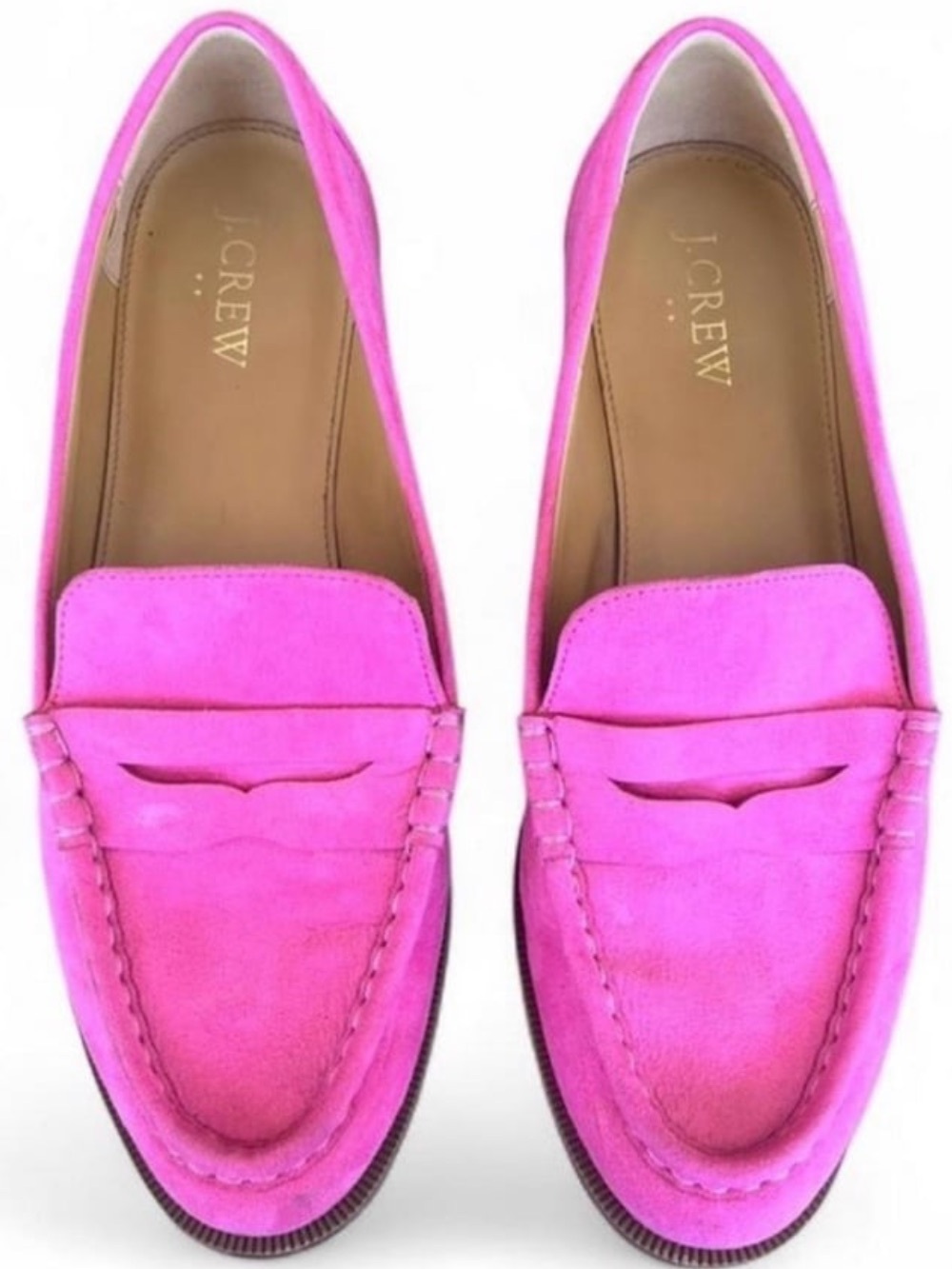 J.Crew Hot Pink Suede Loafers Size 9